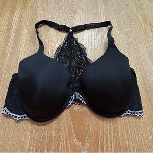 Maidenform 38C Front Close Lace Back Racerback Black Bra